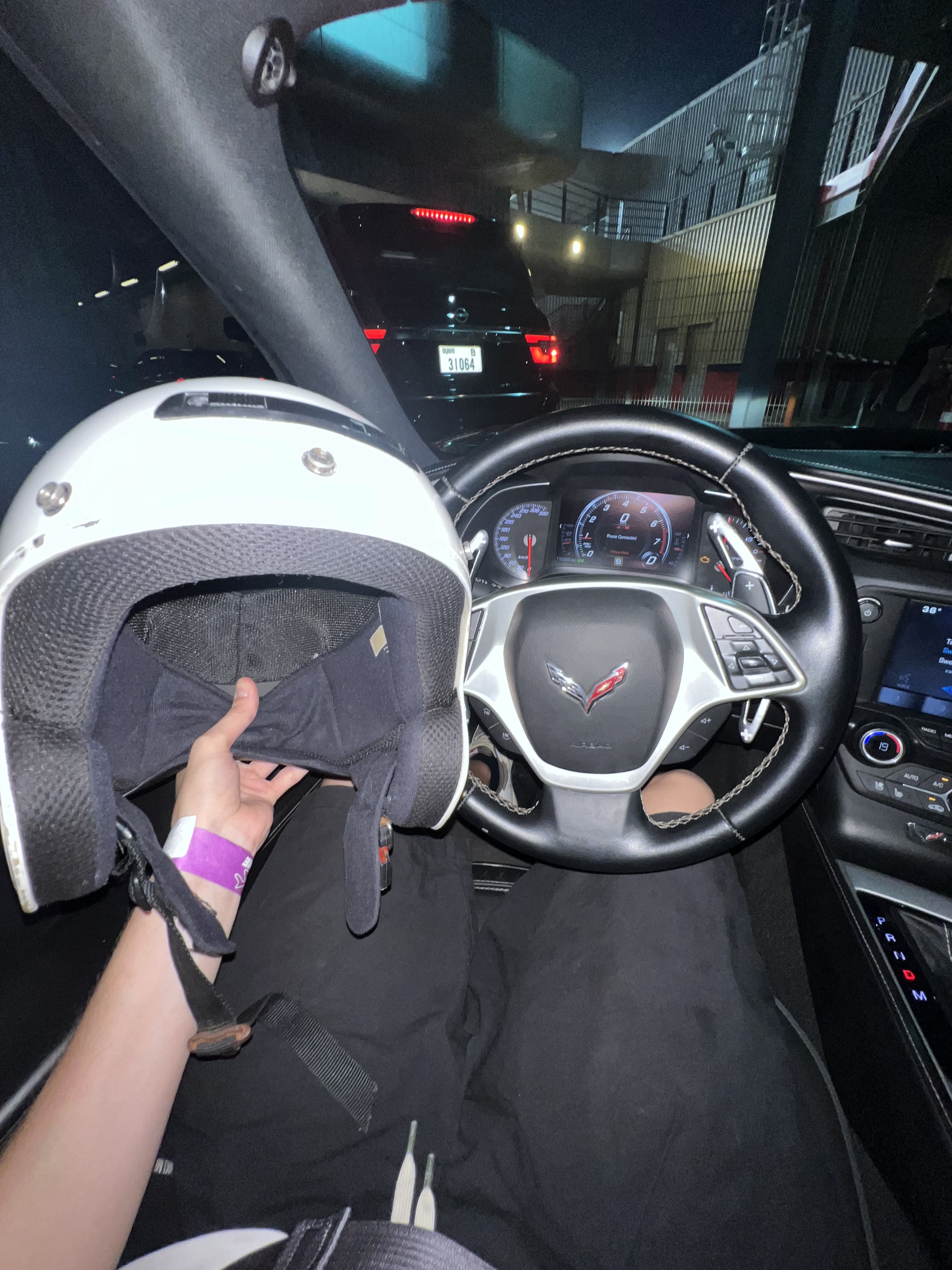 Helmet inside the Corvette C7