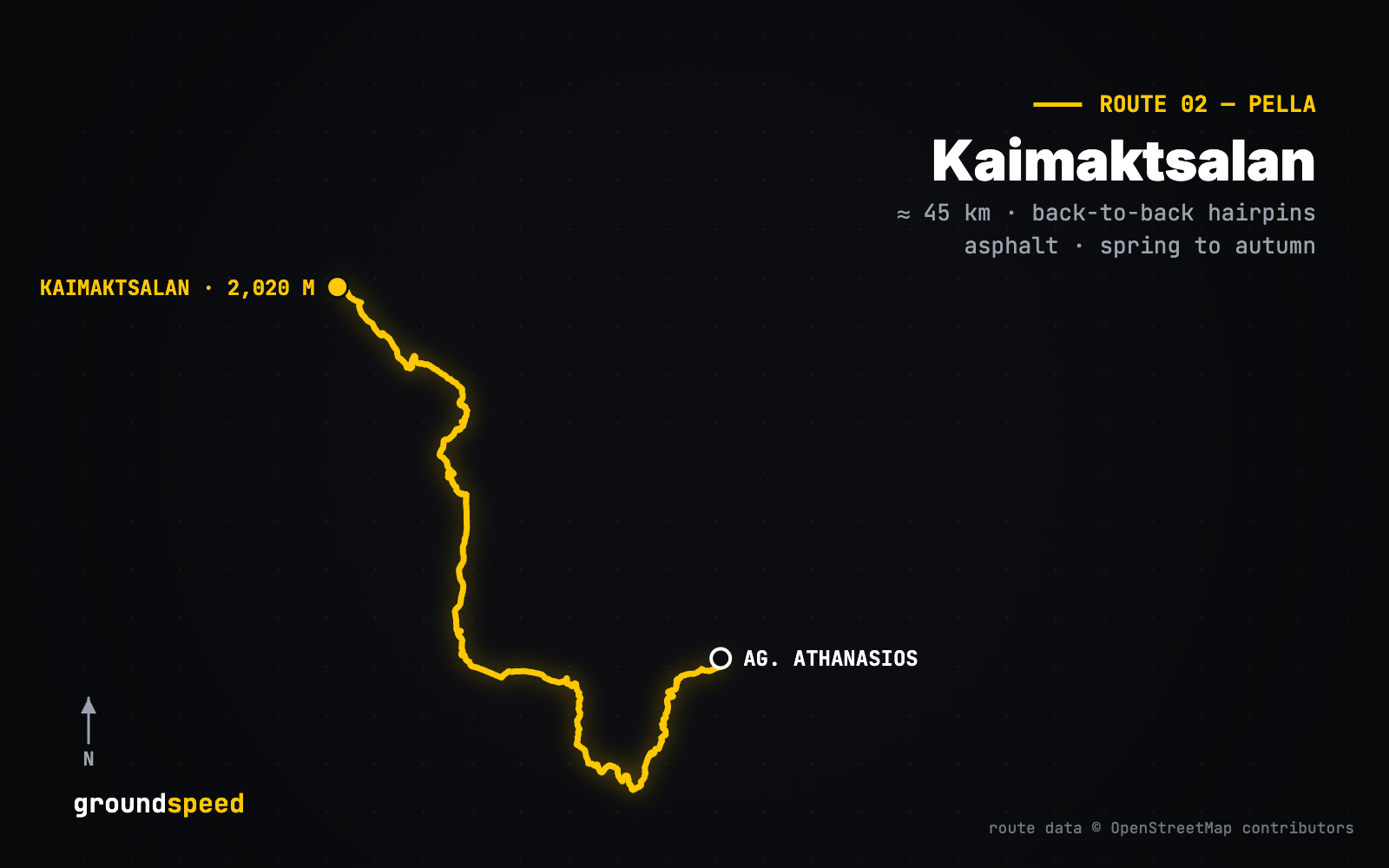Route map Agios Athanasios - Kaimaktsalan