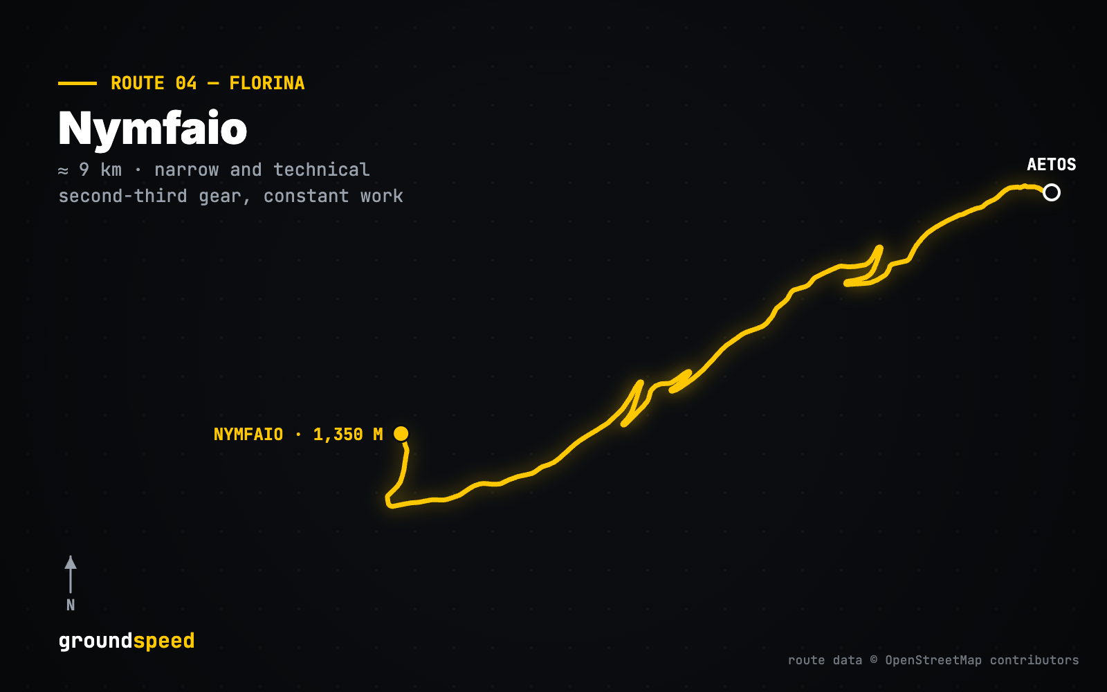 Route map Aetos - Nymfaio